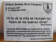 Celebran un año del fallecimiento de bombero mártir, antiguo alumno de Concepción