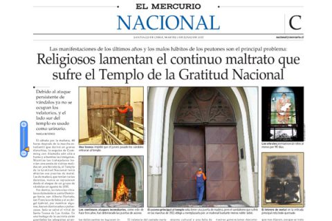 El Mercurio da cuenta del maltrato permanente que sufre la Gratitud Nacional